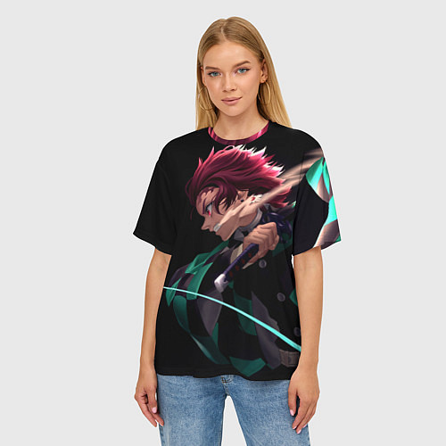 Женская футболка оверсайз ТАНДЖИРО / 3D-принт – фото 3