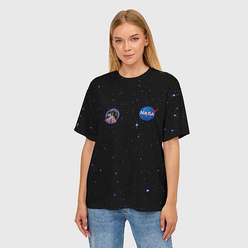 Женская футболка оверсайз NaSa Space Космос Наса / 3D-принт – фото 3