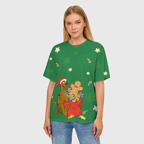 Женская футболка оверсайз Скуби и сладости / 3D-принт – фото 3