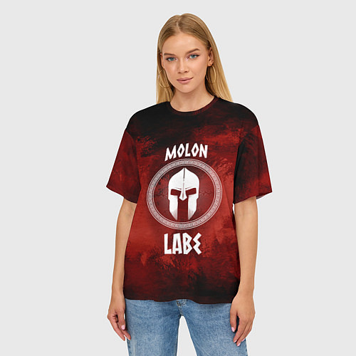 Женская футболка оверсайз Molon Labe / 3D-принт – фото 3