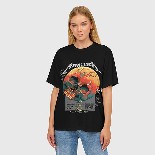Женская футболка оверсайз Metallica / 3D-принт – фото 3