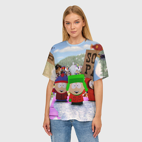 Женская футболка оверсайз Южный Парк South Park / 3D-принт – фото 3
