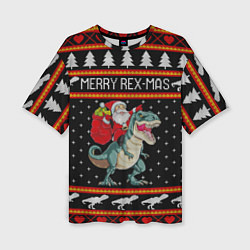 Футболка оверсайз женская Merry Rex-mas, цвет: 3D-принт