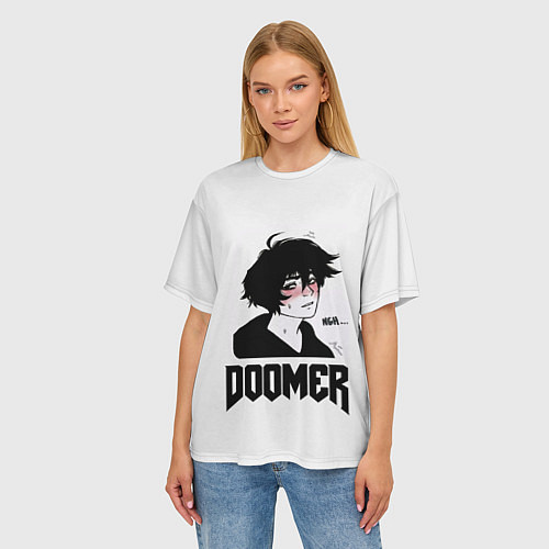 Женская футболка оверсайз Doomer boy / 3D-принт – фото 3