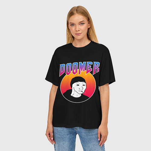 Женская футболка оверсайз Doomer / 3D-принт – фото 3