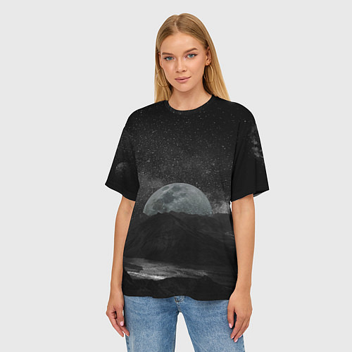 Женская футболка оверсайз Луна / 3D-принт – фото 3