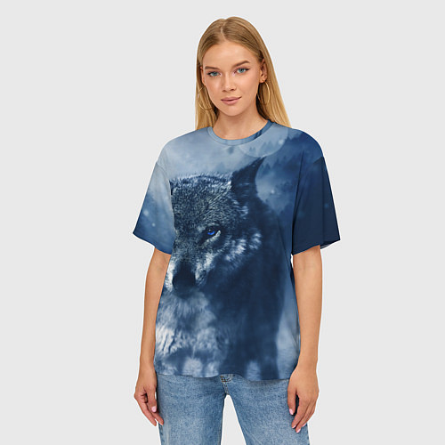 Женская футболка оверсайз Красивый волк / 3D-принт – фото 3