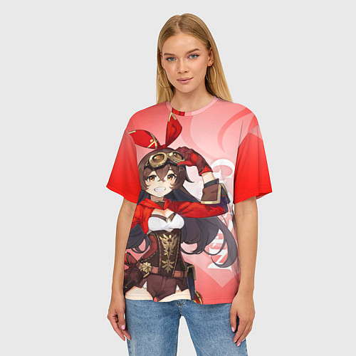 Женская футболка оверсайз GENSHIN IMPACT, ЭМБЕР, / 3D-принт – фото 3