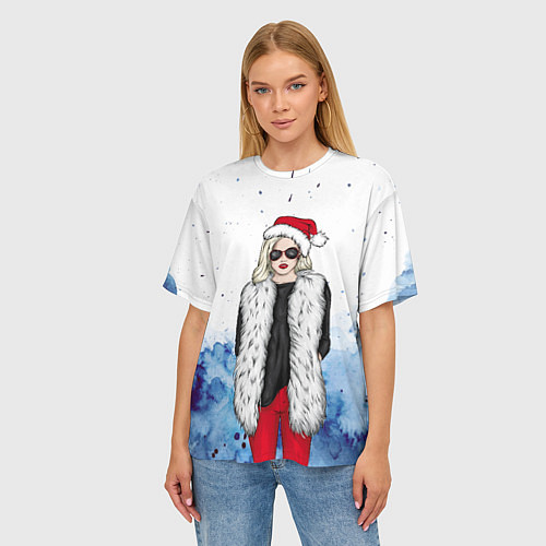 Женская футболка оверсайз Леди Зима / 3D-принт – фото 3