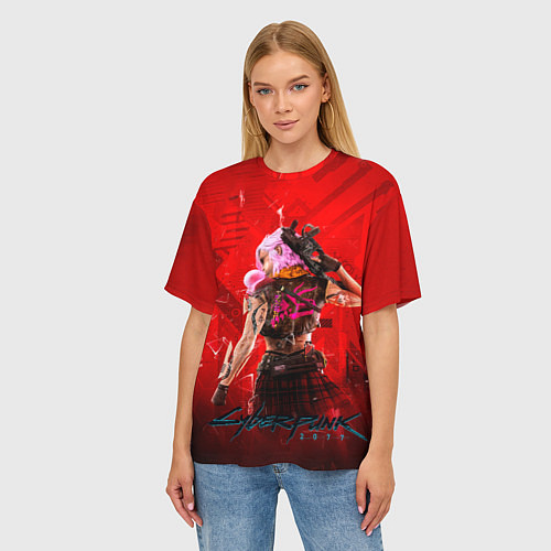 Женская футболка оверсайз КИБЕРПАНК 2077 / 3D-принт – фото 3