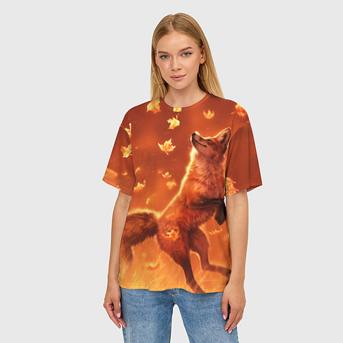 Женская футболка оверсайз Лисенок / 3D-принт – фото 3