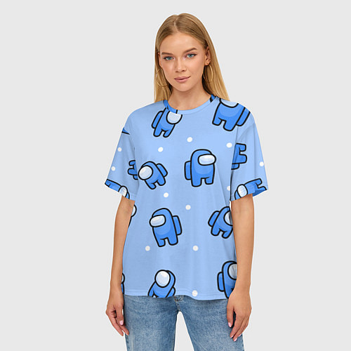 Женская футболка оверсайз Among Us - Синий цвет / 3D-принт – фото 3