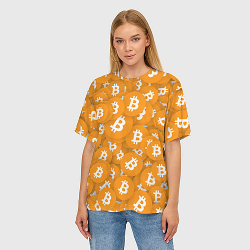 Женская футболка оверсайз Я БИТКОИН I AM BITCOIN / 3D-принт – фото 3