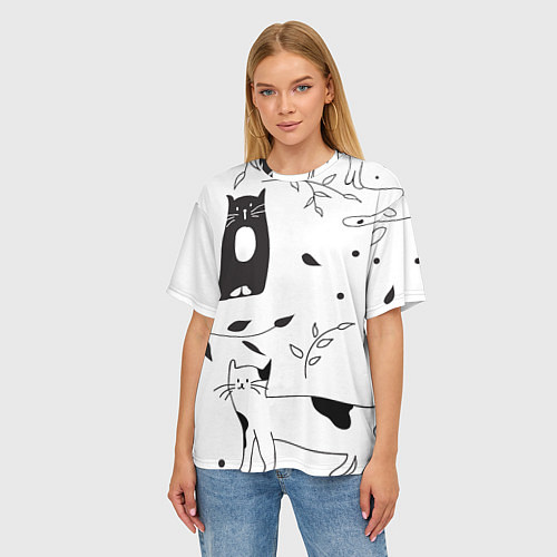 Женская футболка оверсайз Кис-Кис / 3D-принт – фото 3
