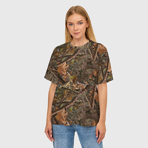 Женская футболка оверсайз Охотничий камуфляж / 3D-принт – фото 3