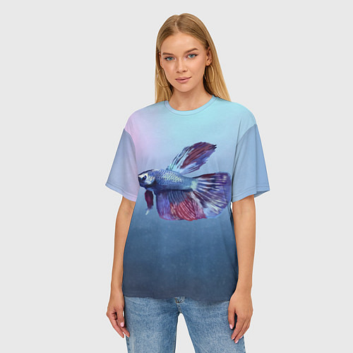Женская футболка оверсайз Рыбка / 3D-принт – фото 3