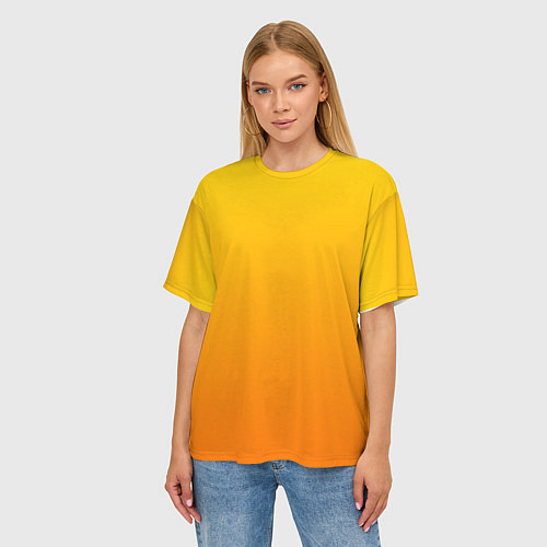 Женская футболка оверсайз Оранжевый градиент / 3D-принт – фото 3