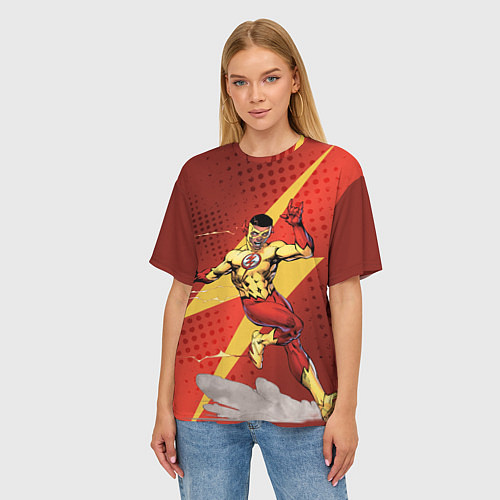 Женская футболка оверсайз Kid Flash / 3D-принт – фото 3