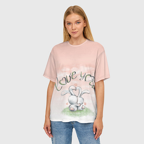 Женская футболка оверсайз Люблю тебя / 3D-принт – фото 3