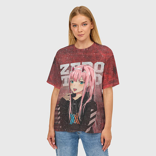Женская футболка оверсайз Zero Two / 3D-принт – фото 3