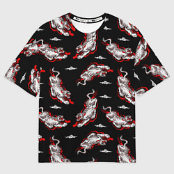Футболка оверсайз женская Японский стиль - тигры, цвет: 3D-принт