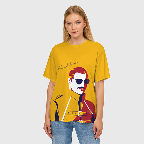 Женская футболка оверсайз QUEEN FREDDY / 3D-принт – фото 3