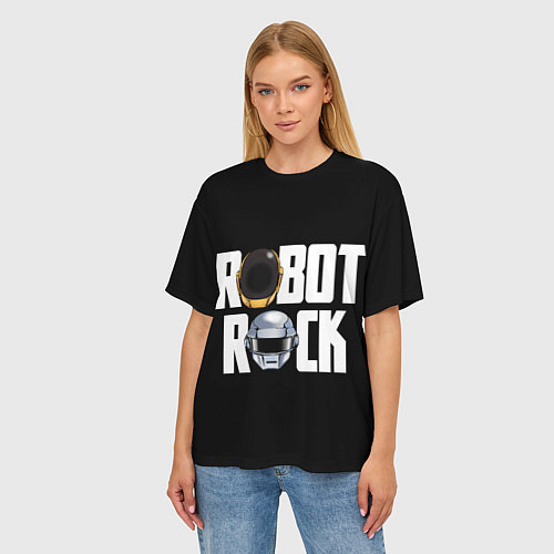 Женская футболка оверсайз Robot Rock / 3D-принт – фото 3