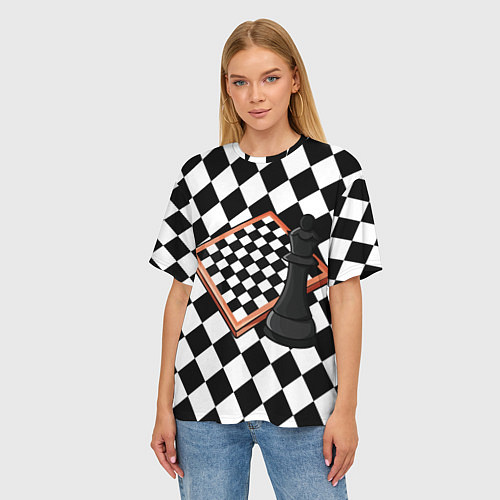 Женская футболка оверсайз Шахматы / 3D-принт – фото 3