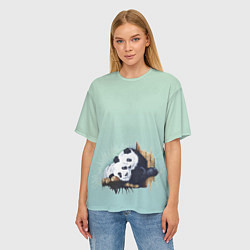 Футболка оверсайз женская Акварельные панды, цвет: 3D-принт — фото 2