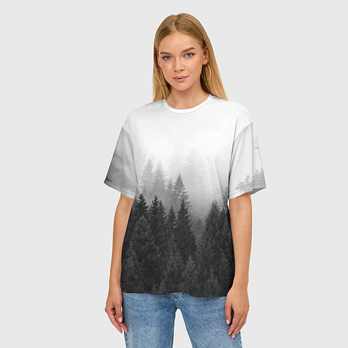 Женская футболка оверсайз Туманный лес / 3D-принт – фото 3