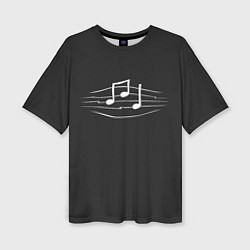 Женская футболка оверсайз Музыкальные ноты