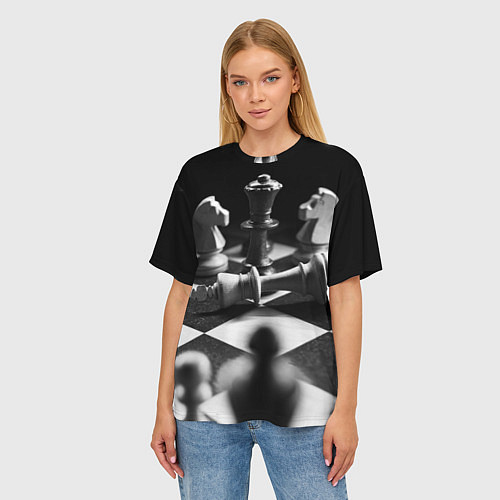 Женская футболка оверсайз Шахматы / 3D-принт – фото 3