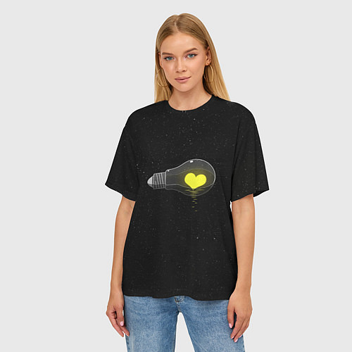 Женская футболка оверсайз Сердце в лампе / 3D-принт – фото 3