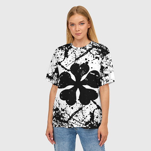 Женская футболка оверсайз Черный клевер, / 3D-принт – фото 3
