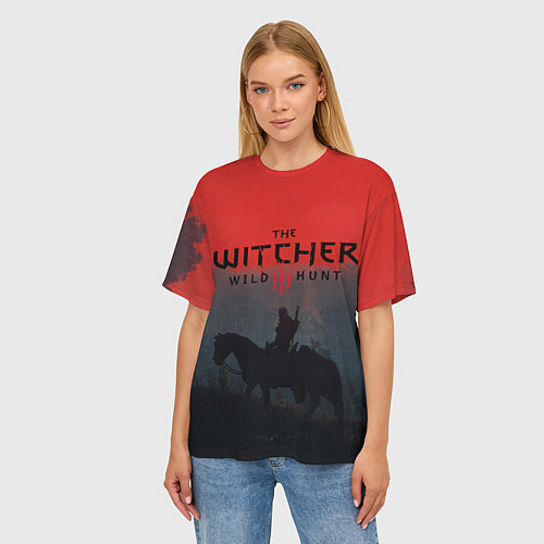 Женская футболка оверсайз На плотве Ведьмак / 3D-принт – фото 3