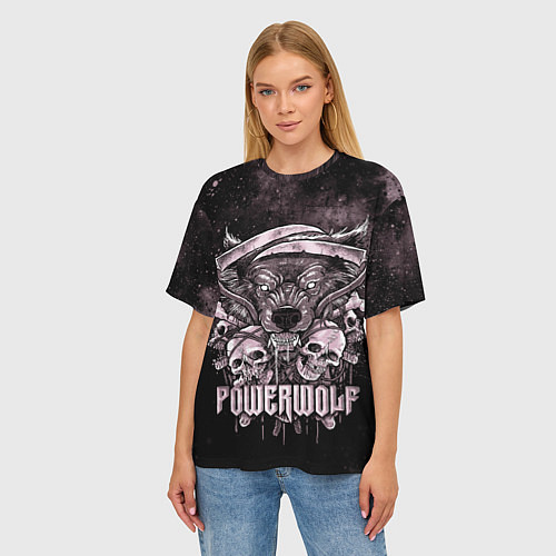 Женская футболка оверсайз Powerwolf / 3D-принт – фото 3