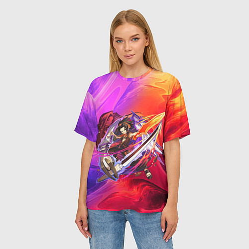 Женская футболка оверсайз Шаман Кинг Йо Асакура / 3D-принт – фото 3