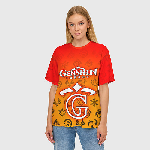 Женская футболка оверсайз GENSHIN IMPACT / 3D-принт – фото 3