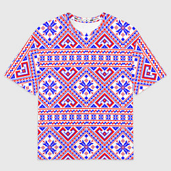 Футболка оверсайз женская Русские народные узоры, цвет: 3D-принт