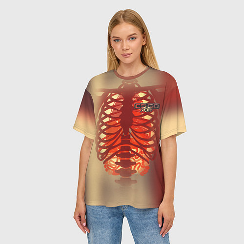 Женская футболка оверсайз Cs:go X-Ray Style Рентген / 3D-принт – фото 3
