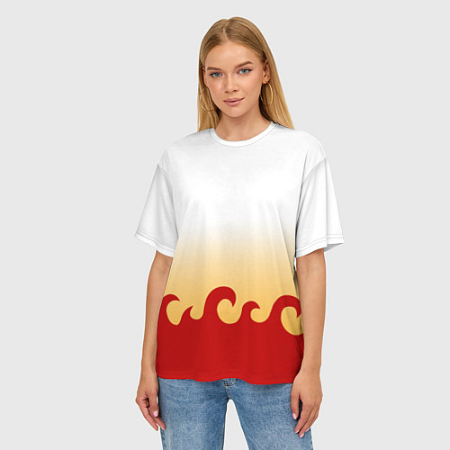 Женская футболка оверсайз ШИНДЖУРО РЕНГОКУ KNY / 3D-принт – фото 3