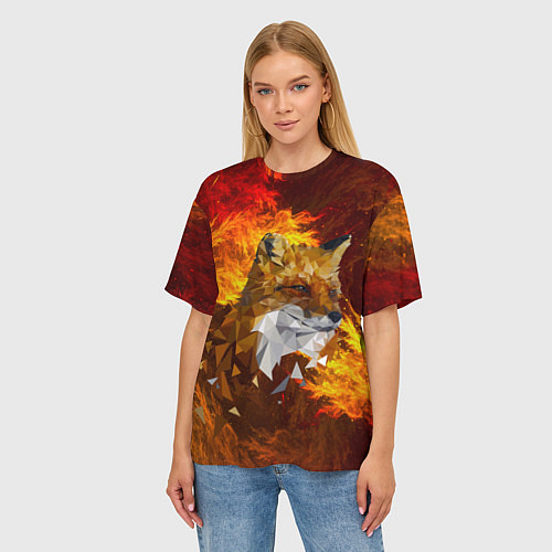 Женская футболка оверсайз Огненный Лис / 3D-принт – фото 3