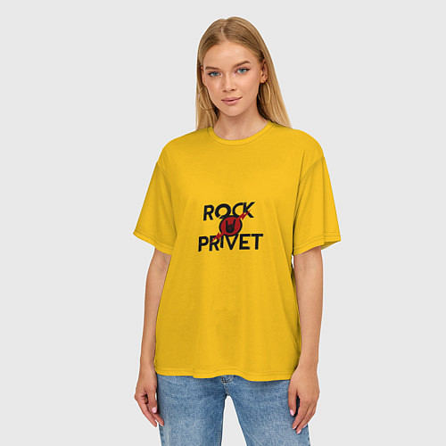Женская футболка оверсайз Rock privet / 3D-принт – фото 3