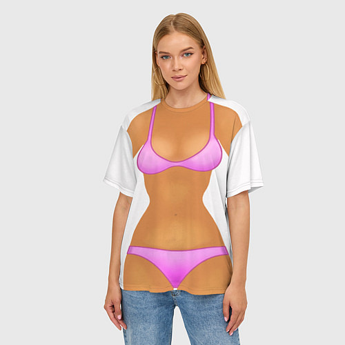Женская футболка оверсайз Tanned body / 3D-принт – фото 3