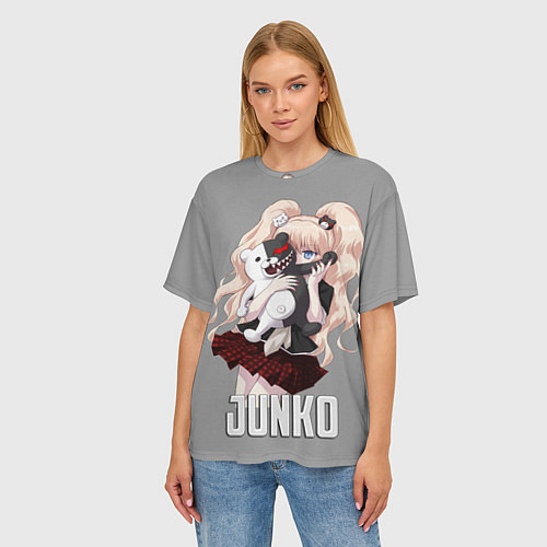 Женская футболка оверсайз MONOKUMA JUNKO / 3D-принт – фото 3