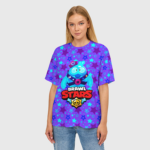 Женская футболка оверсайз Brawl Stars Blue / 3D-принт – фото 3