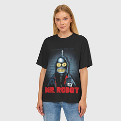 Футболка оверсайз женская Bender x mr robot, цвет: 3D-принт — фото 2