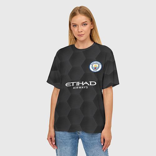 Женская футболка оверсайз Manchester City Home Goalkeeper 202122 / 3D-принт – фото 3