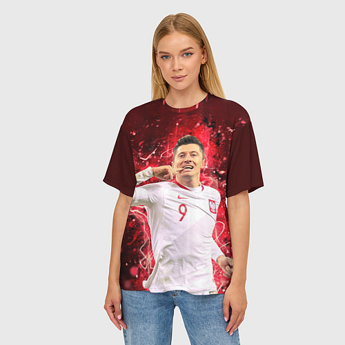 Женская футболка оверсайз Lewandowski Левандовски 9 / 3D-принт – фото 3