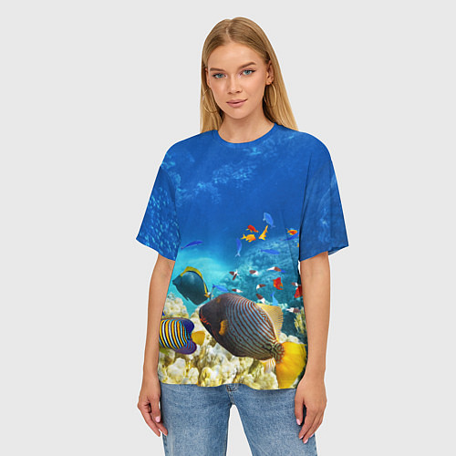 Женская футболка оверсайз Морской мир / 3D-принт – фото 3